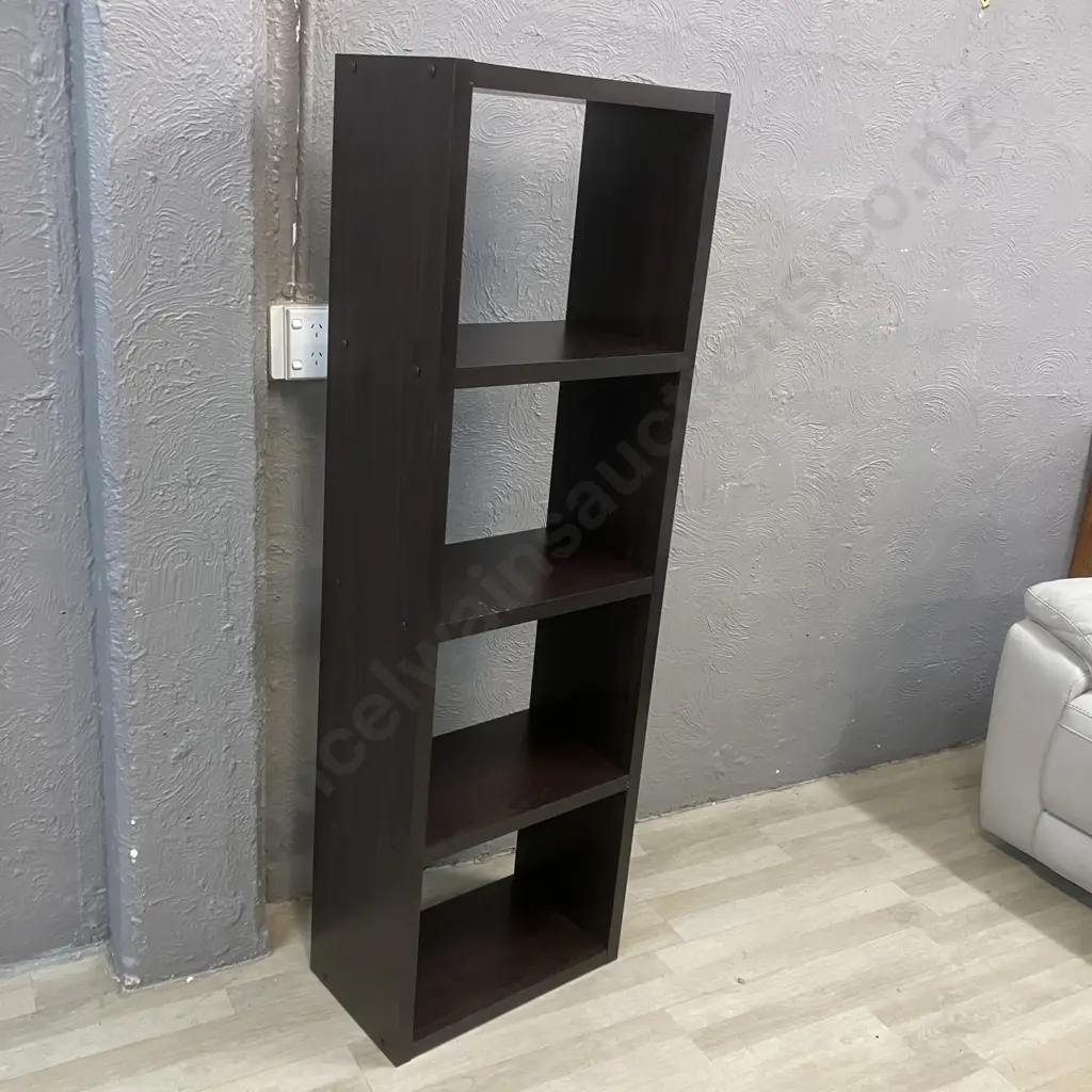 Black Wood Effect 4 Shelf Unit. H155 W50 D29cm Image 1++