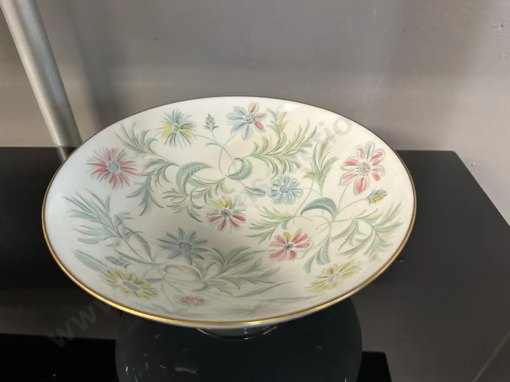 Minton Vanessa Footed Bowl Floral Detail  #3678 H9,Dia22cm. Image 1++