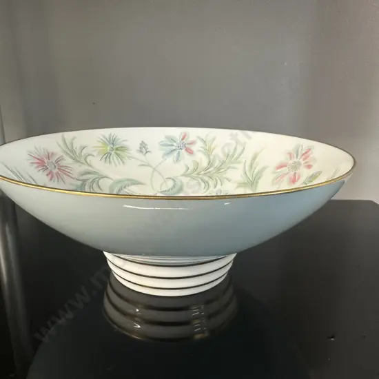 Minton Vanessa Footed Bowl Floral Detail  #3678 H9,Dia22cm.