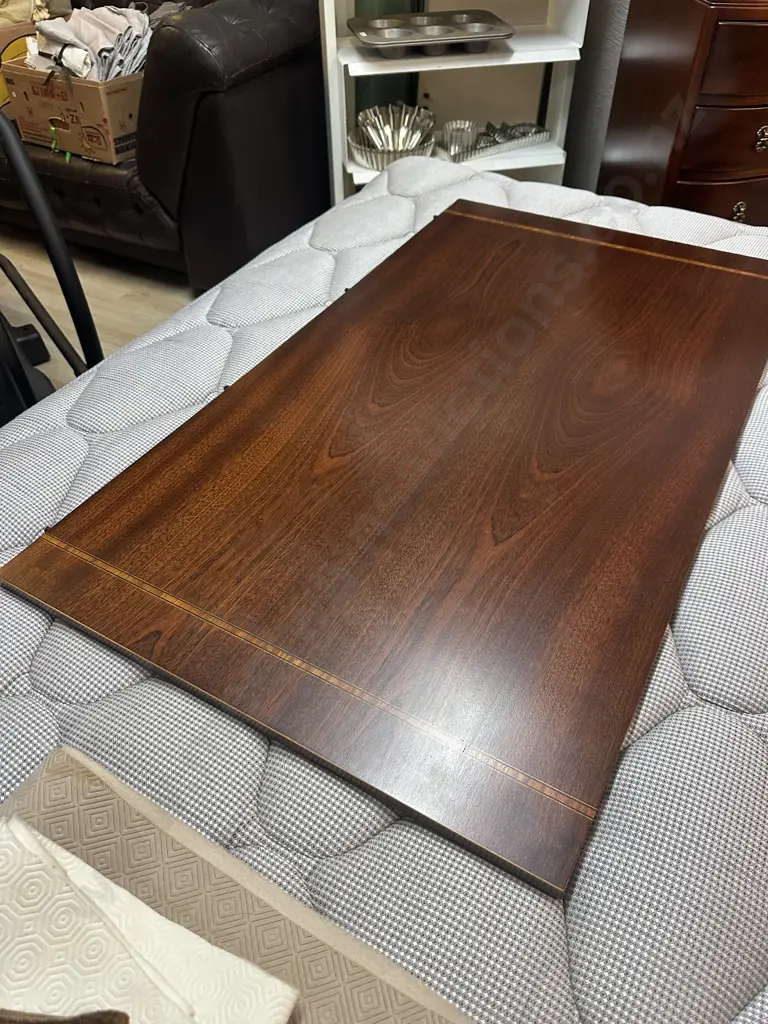 Mahogany & Marquetry Detailed Oval Extension Dining Table With 8 Dining Chairs Including 2 Carver Image 1++