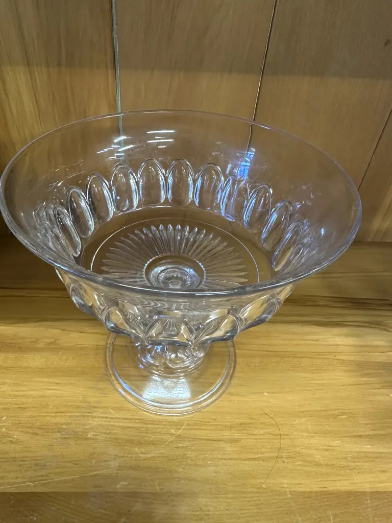 Footed Glass Compote Bowl, Clear Pedestal. H18cm Image 1++