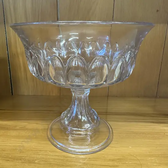 Footed Glass Compote Bowl, Clear Pedestal. H18cm