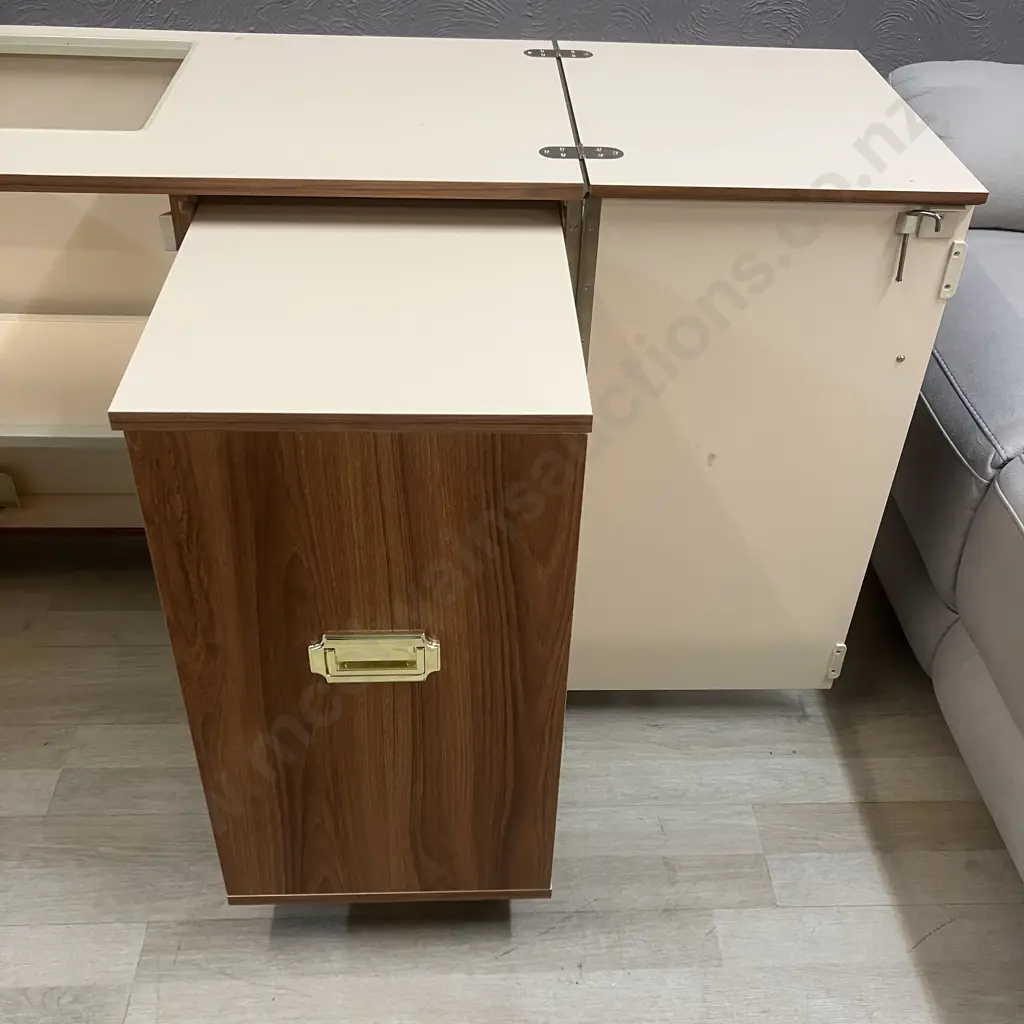 'Elegance' Sewing Cabinet / Work Table With Key. H76 W95.5 D44cm Image 1++