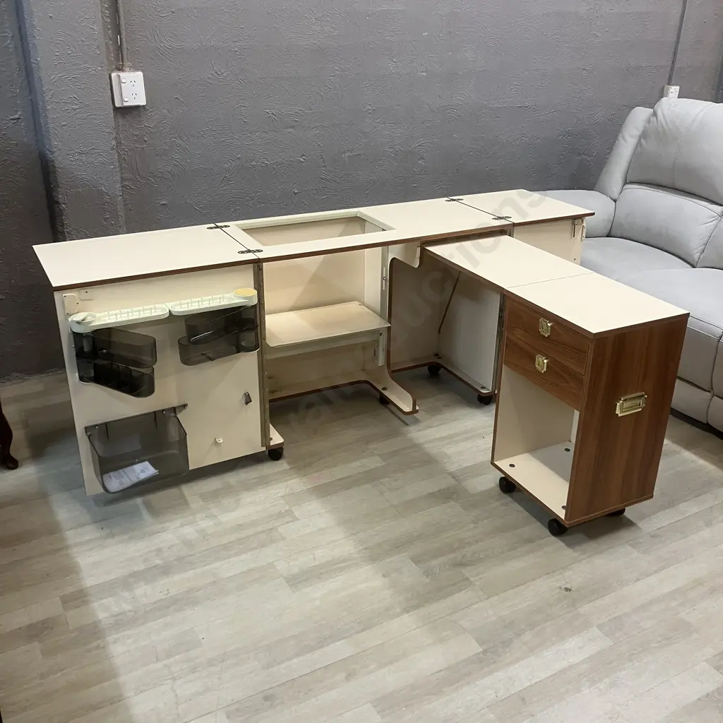 'Elegance' Sewing Cabinet / Work Table With Key. H76 W95.5 D44cm Image 1++