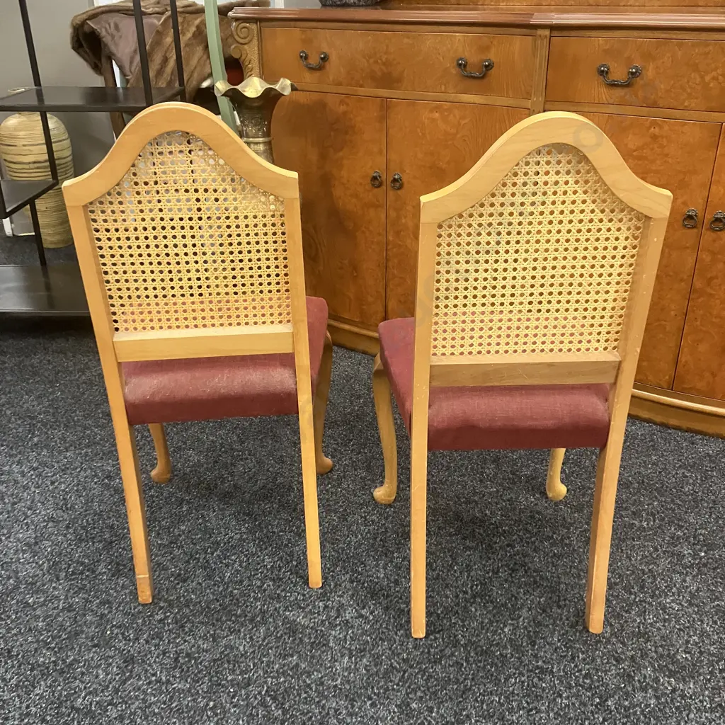 Pair of Vintage Cane Filled Bedroom Chairs. H82cm Image 1++