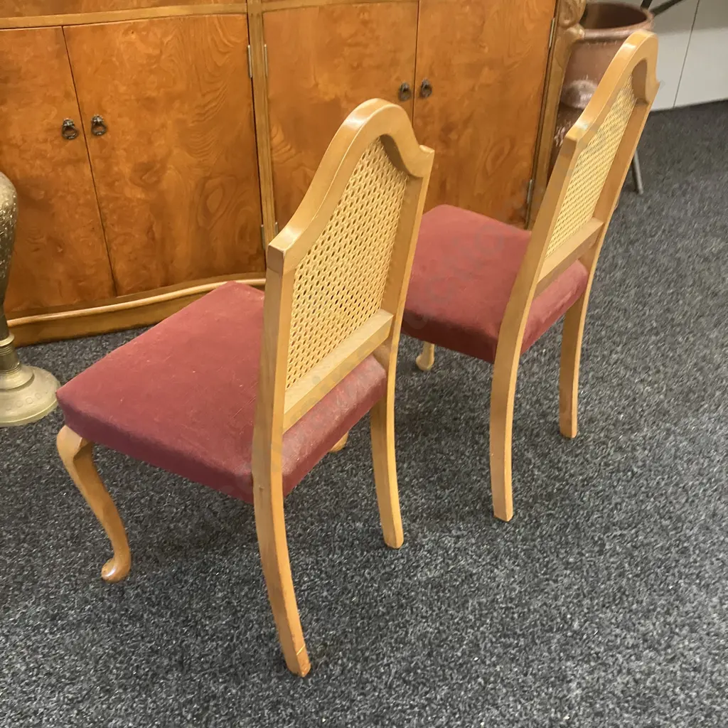 Pair of Vintage Cane Filled Bedroom Chairs. H82cm Image 1++