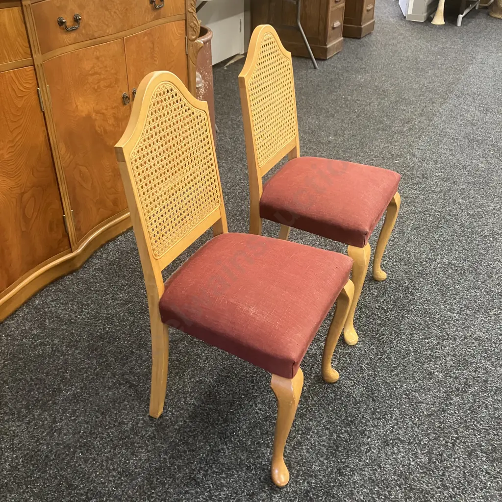 Pair of Vintage Cane Filled Bedroom Chairs. H82cm Image 1++