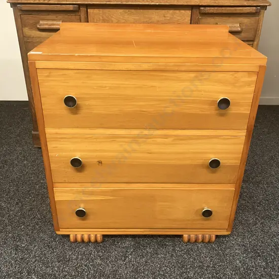 Vintage Rimu 3 Drawer Chest. H73 W65 D42cm
