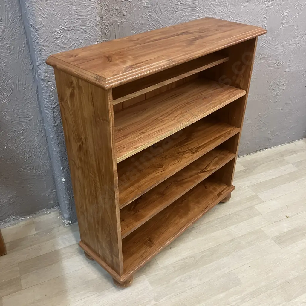 Wood Effect Bookcase With 4 Shelves. H90 W83 D28.5cm Image 1++