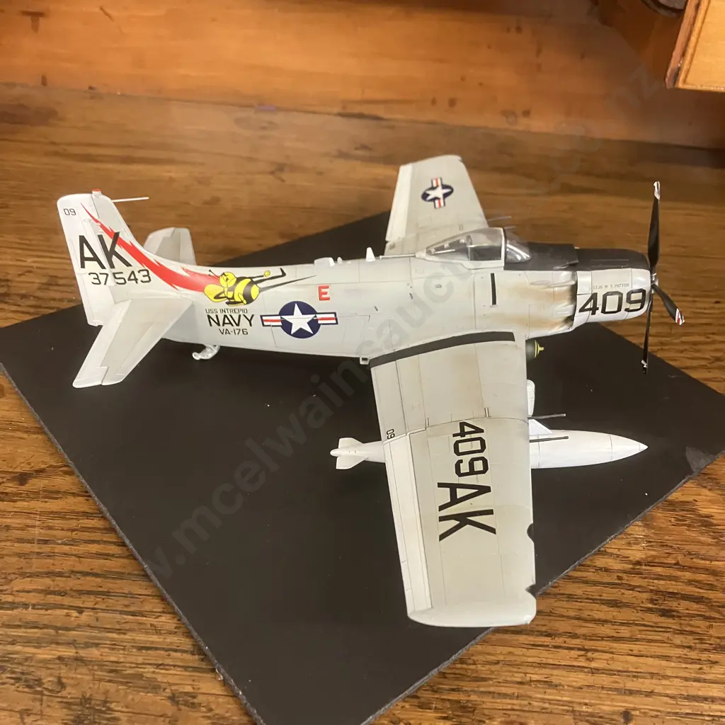 1:48 USN Douglas A-1H Skyraider Piloted by Lt.(jg) Tom Patton US Navy Squadron VA-176 USS Intrepid Image 1++