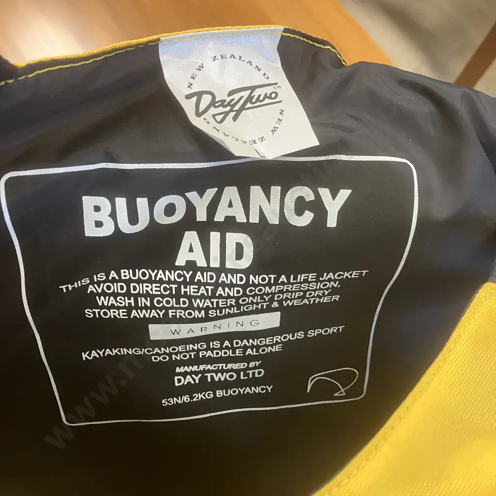 DayTwo Kayaking/ Canoeing Buoyancy Vest (53N / 6.2Kg Buoyancy), Yellow & Black Image 1++