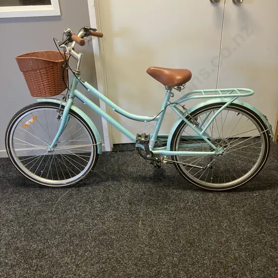 Teal Blue Paris Vintage Cruiser Ladies Bike With Basket