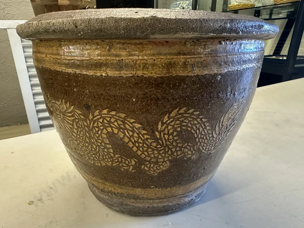 Chinese Dragon Planter Pot With Terracotta Pot & Under Plate Image 1++