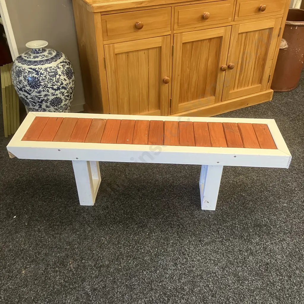 Wooden Bench Seat. H40 W123 D30cm Image 1++