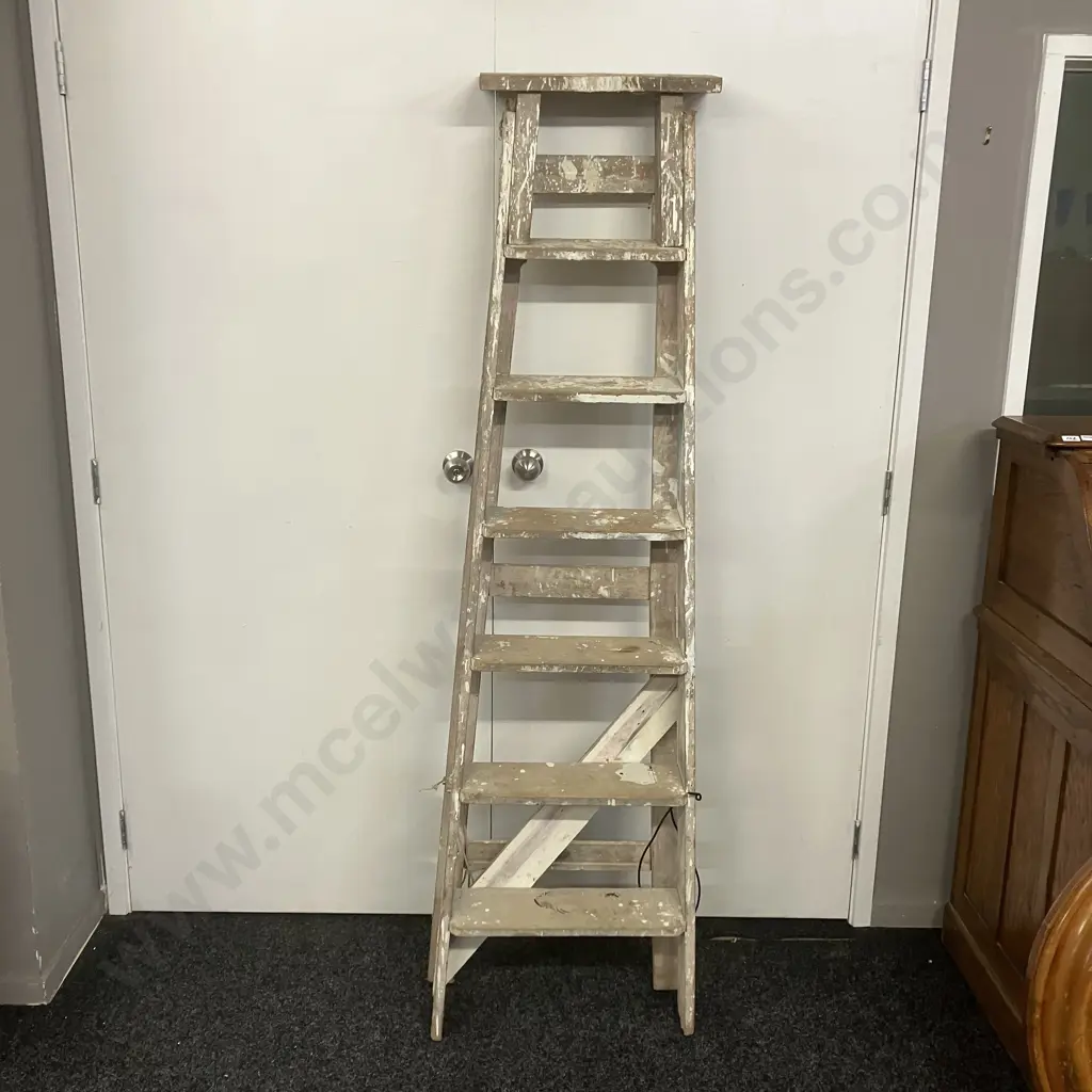 Vintage Wooden Stepladder. 175cm Image 1++