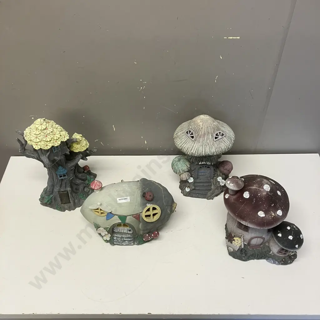 Four Assorted Fairy House Garden Ornaments (As Found) Heights 18 to 32cm Image 1++