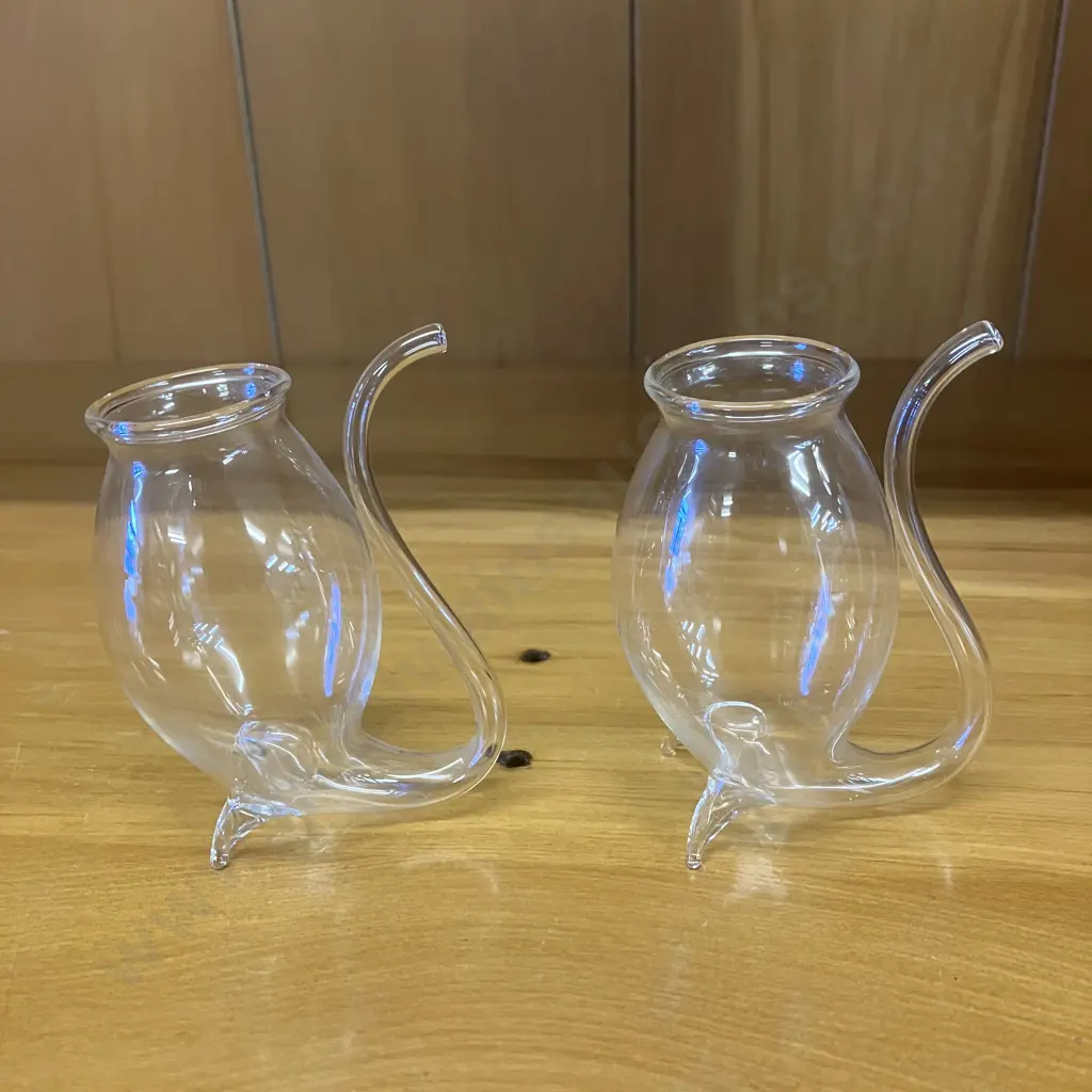 Pair of Hand Blown Glass Port Sipper Glasses Image 1++