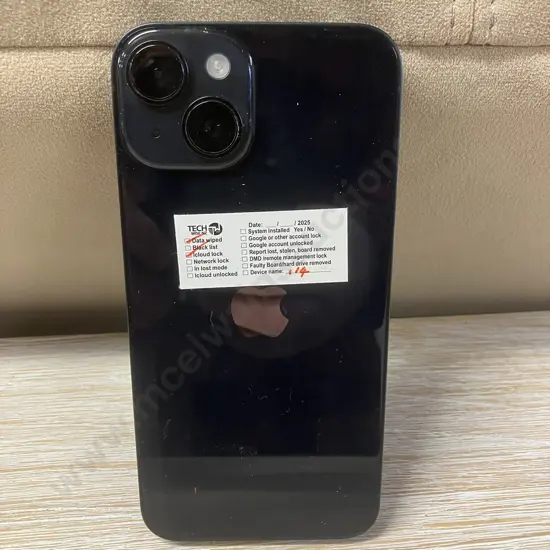 Apple iPhone 14 Black, iCloud Locked, Damaged (Sold As Is)