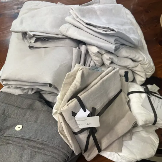 Assorted Rough USA Linen. Com 100% Linen Sheets, Pillow Cases Etc