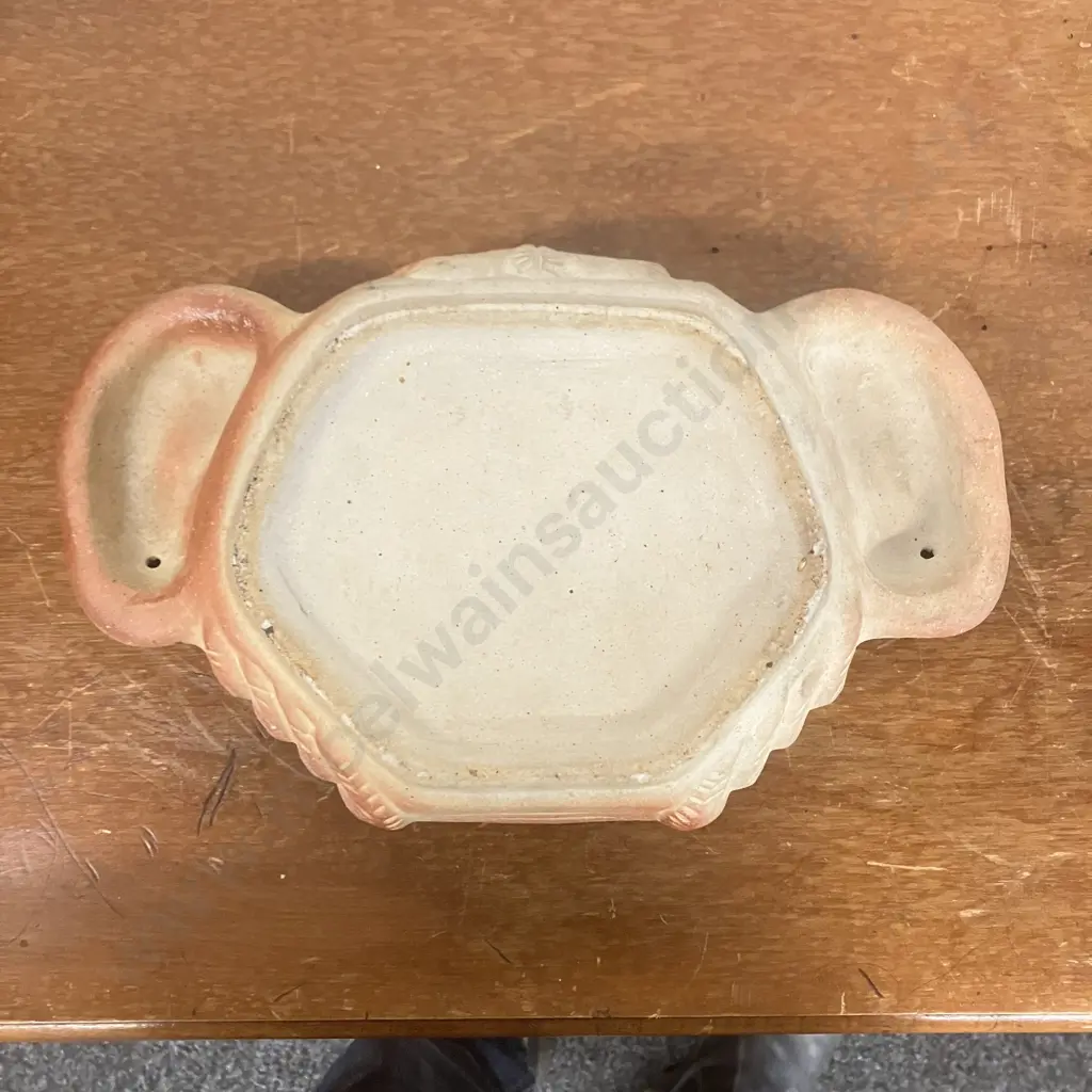 Pottery Crab Dish With Lid & Glazed Interior. H13 W29 D18cm Image 1++