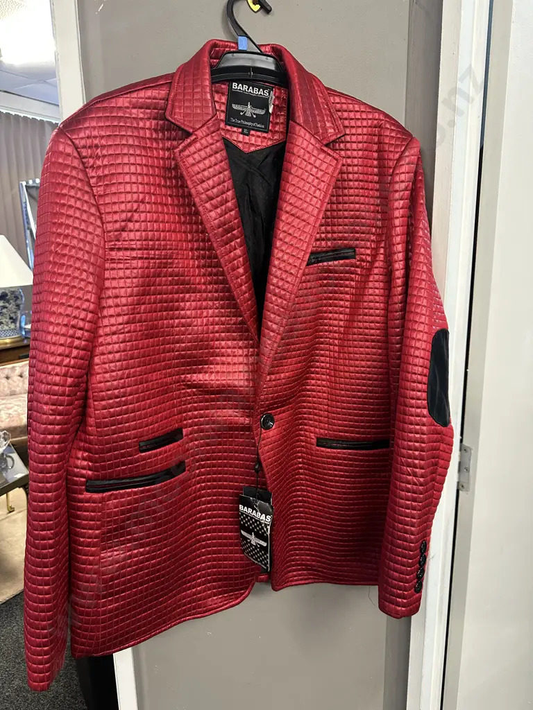 Barabas Mens Red Blazer One Button Size XL  Image 1++