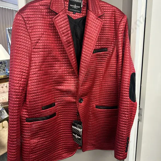 Barabas Mens Red Blazer One Button Size XL 