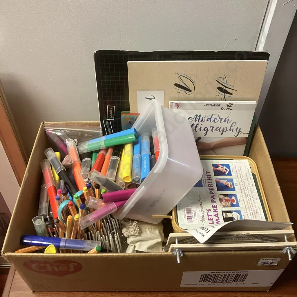 Box Lot Stationery Items, Paper Making Kit Etc Image 1++
