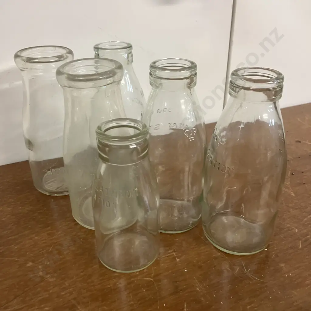 Lot of 8 Assorted Glass Milk / Cream Bottles Image 1++