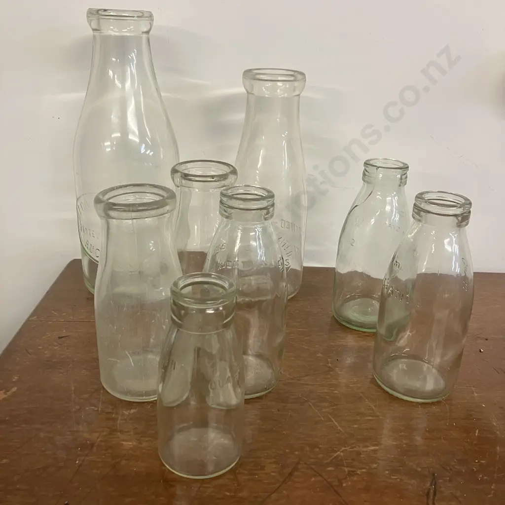 Lot of 8 Assorted Glass Milk / Cream Bottles Image 1++