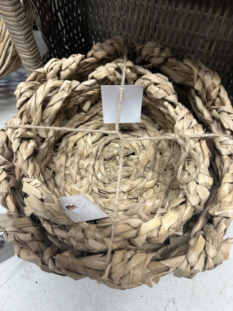 Assorted Caneware Items Including New Seagrass Baskets Etc Image 1++
