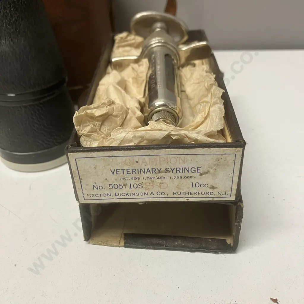 Vintage Items - Sirius 12x50 Field Binoculars, Bowling Balls In Case, B-D Champion Vet Syringe With Box Image 1++