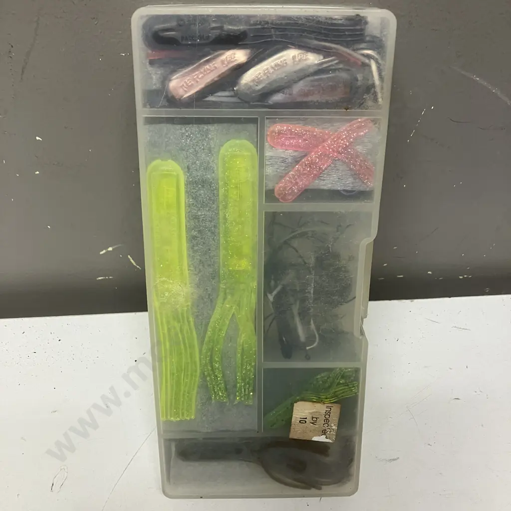Box lot Assorted Fishing Gear, Tackle Boxes, Lead Sinkers Etc Image 1++
