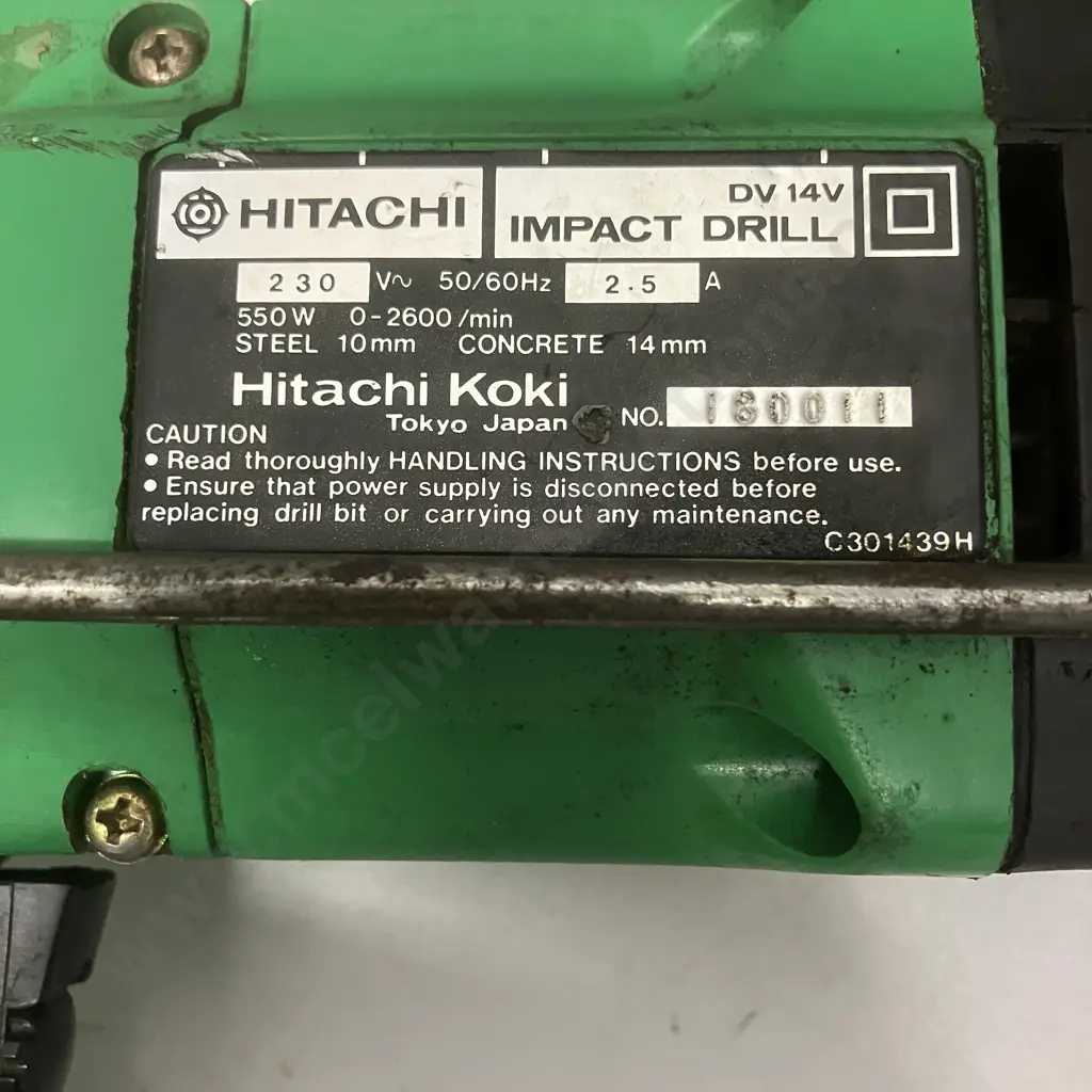 Hitachi DV 14V Electric Impact Drill, Fuller Pro Lineman Cutting Pliers & 10" Crescent, Komelon 20m Fibreglass Tape Image 1++
