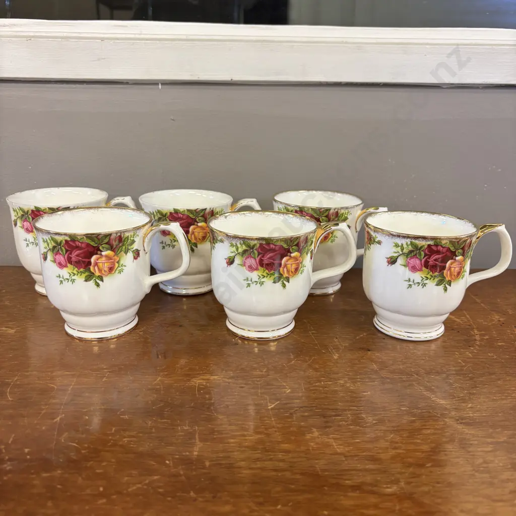 Royal Albert Old Country Roses Set of 6 Mugs (two with some wear) Image 1++