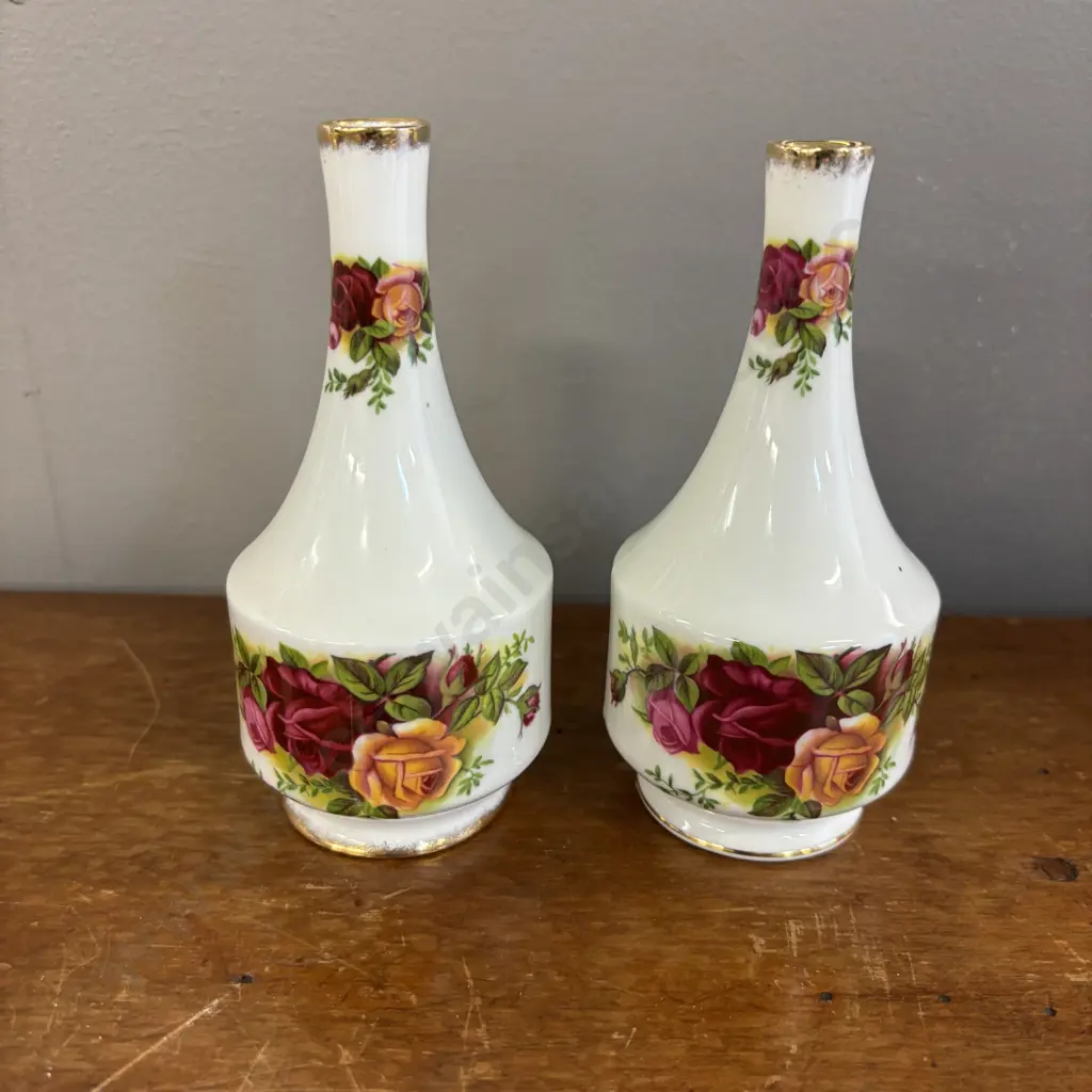 Royal Albert Old Country Roses Bottle Vases x 2 Image 1++