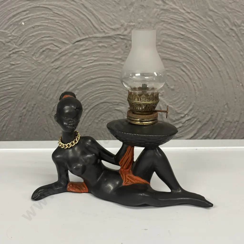 Mid Century African Lady laying with lantern Image 1++