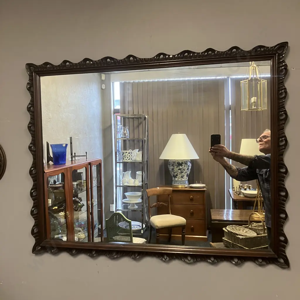 Early 20th Century Mahogany Pierced Frame Mirror. 94 x 118cm Image 1++