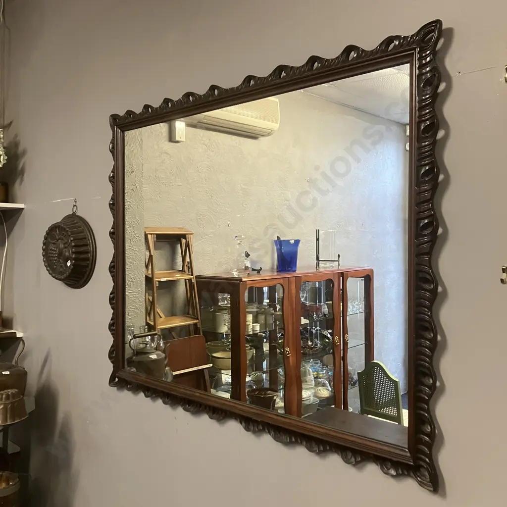 Early 20th Century Mahogany Pierced Frame Mirror. 94 x 118cm Image 1++