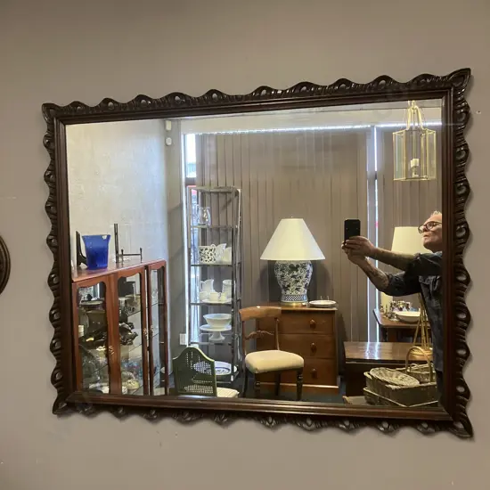 Early 20th Century Mahogany Pierced Frame Mirror. 94 x 118cm