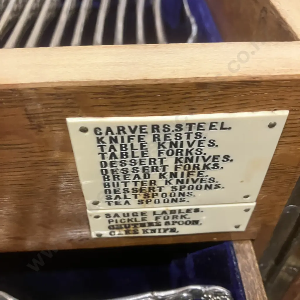 Antique W.R. Humphreys (Sheffield England) 100 Piece Cutlery Set In Oak 4 Tray, Lift Lid Canteen With Key Image 1++