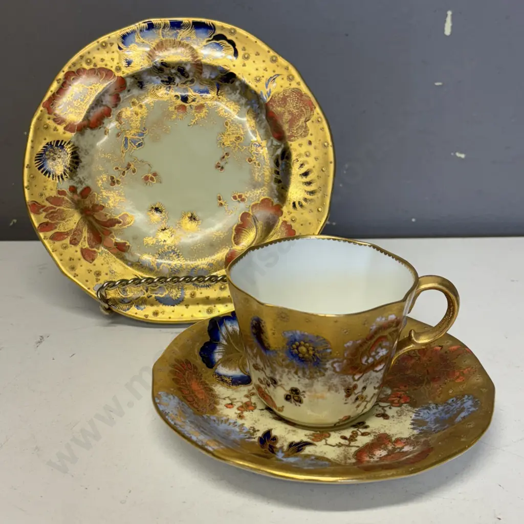 Antique Royal Crown Derby trio - handpainted and heavily gilded Image 1++
