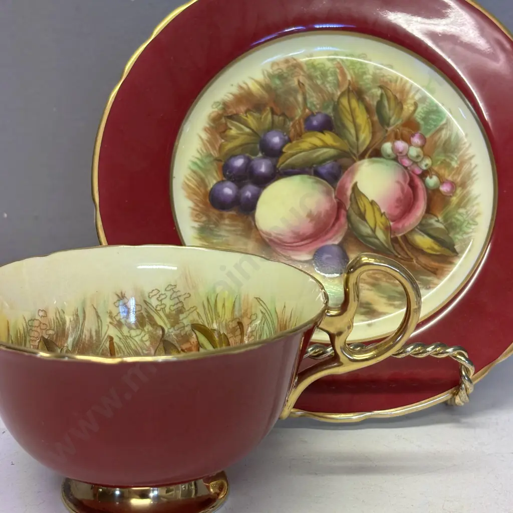 Aynsley Handpainted "D Jones" Signed Cup and Plate Image 1++