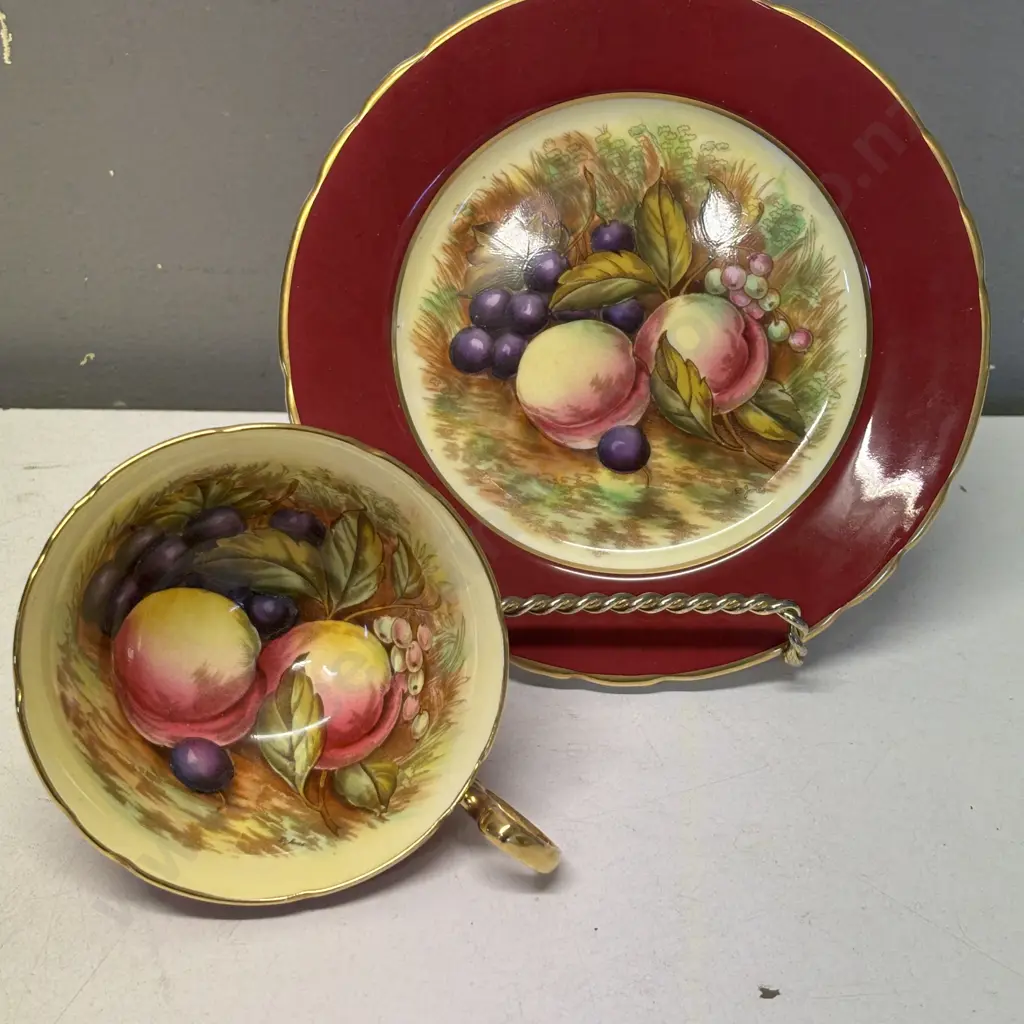 Aynsley Handpainted "D Jones" Signed Cup and Plate Image 1++