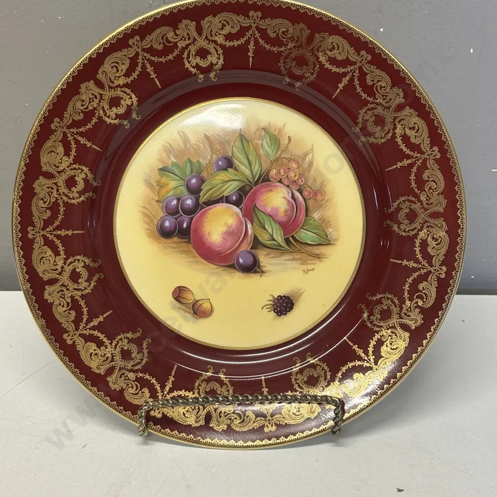 Aynsley Handpainted "D Jones" signed Fruit Cabinet Display Plate. Dia26.5cm Image 1++