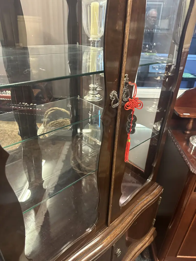 Mahogany Dome Top China Display Cabinet With Two Glass Shelves  Image 1++