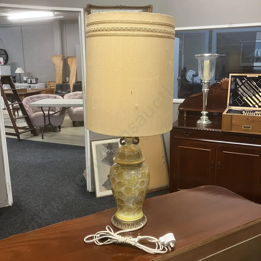 Vintage Andrea by Sadek - Japan? Lidded Ginger Jar Base Table Lamp With Shade. H75.5cm Image 1++