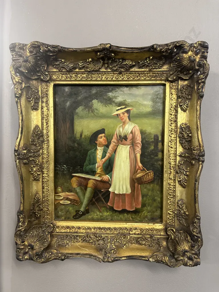 Antique Gilt Framed Print 'The Lord Of Burleigh' By Edmund Blair Leighton H35,W30cm. Image 1++