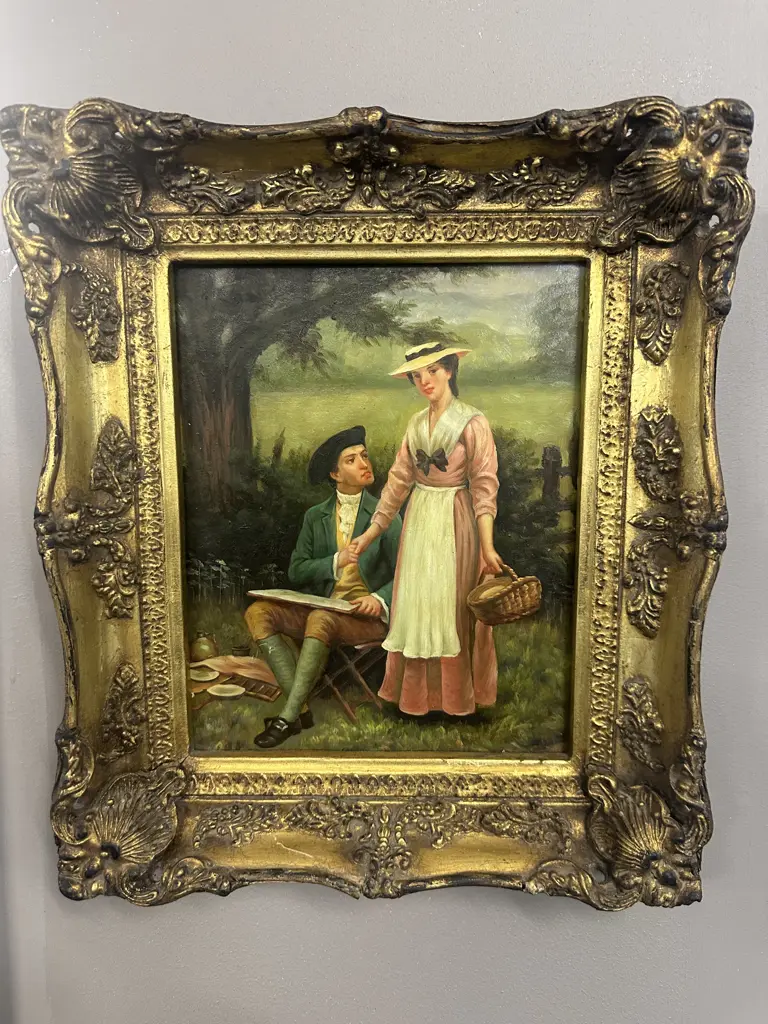 Antique Gilt Framed Print 'The Lord Of Burleigh' By Edmund Blair Leighton H35,W30cm. Image 1++