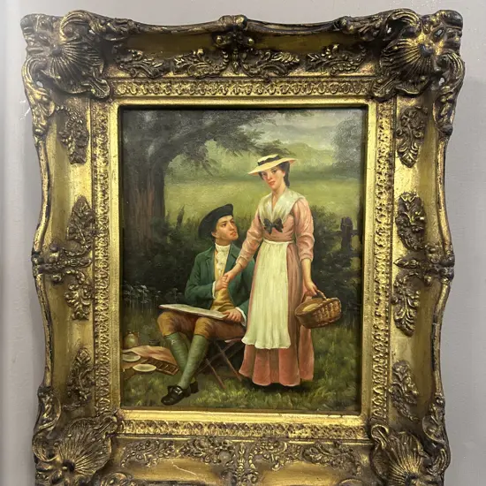 Antique Gilt Framed Print 'The Lord Of Burleigh' By Edmund Blair Leighton H35,W30cm.