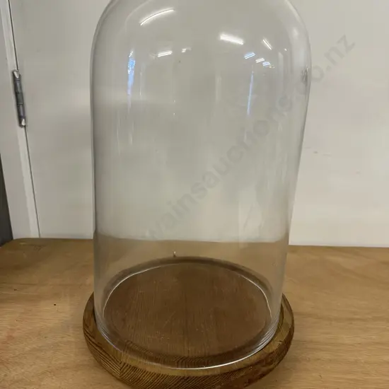 Oak Footed Glass Dome Display Case H40cm.
